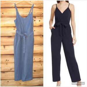 NWT Blue Chambray Belted Jumpsuit Pants